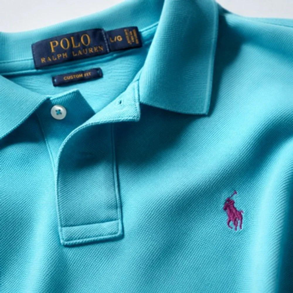 Polo Ralph Lauren Blue Custom Fit Polo Shirt Men's Large Pony Logo